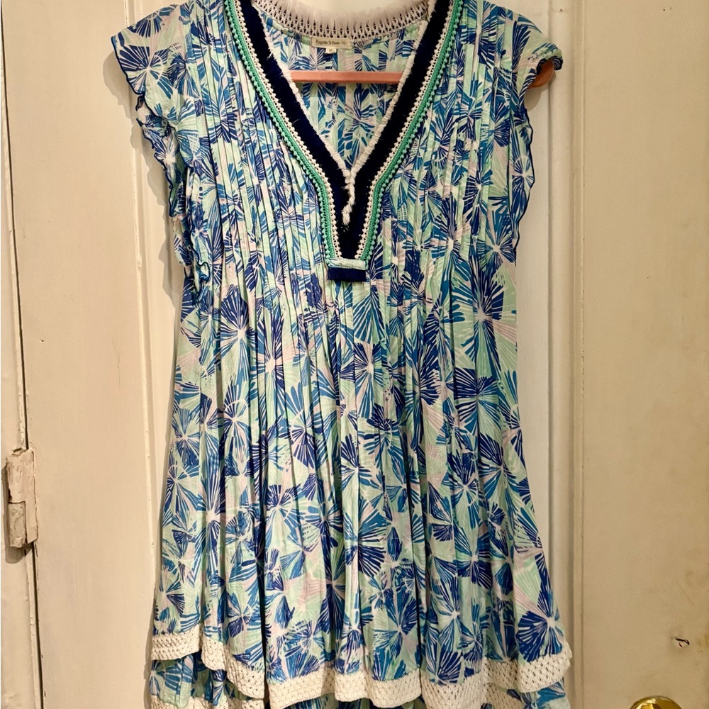 Poupette St. Barth Tropical Blue and Green Dress